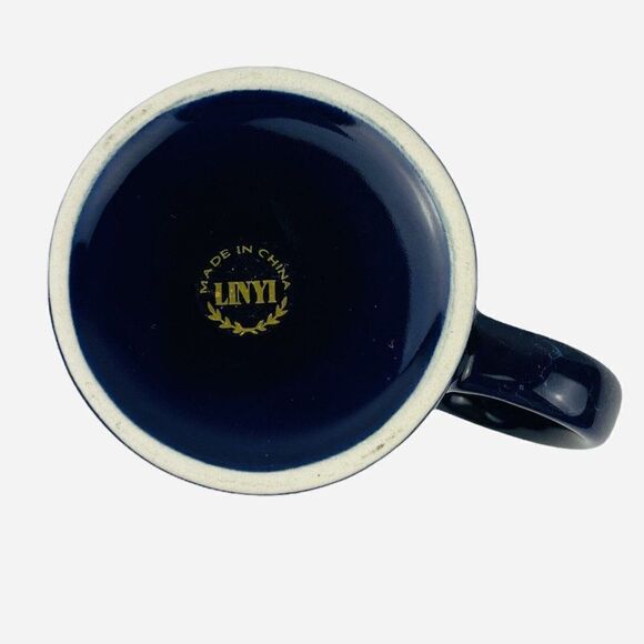 Vintage Linyi Momma Coffee Mug Pewter Metal Plaque Blue Marble Look Gift Mom - Picture 7 of 8